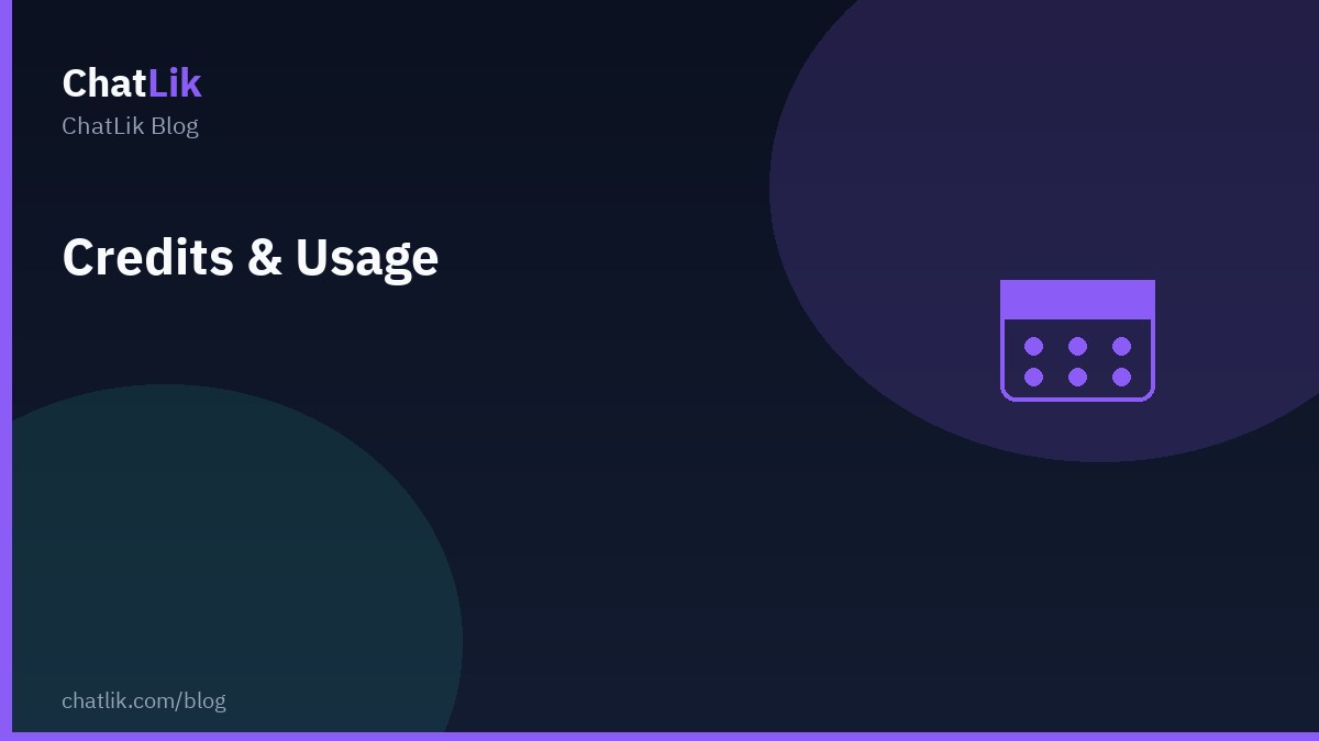 ChatLik AI credits — limits, purchase, usage log
